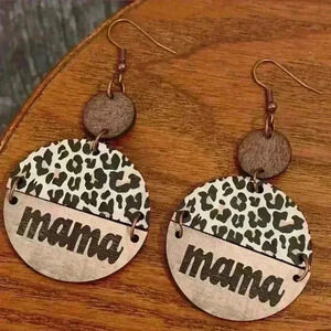 Vibrant Wooden Leopard Print Dangle Earrings for Women